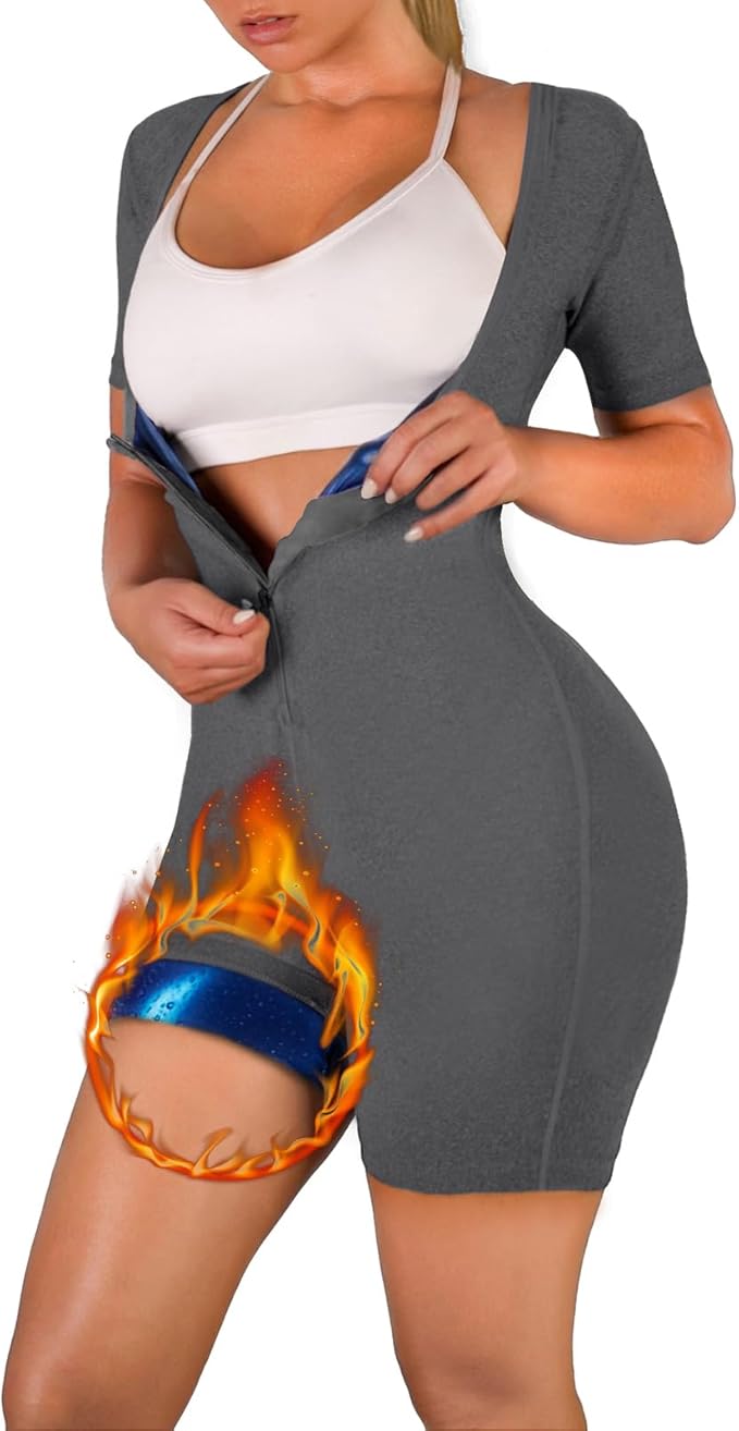 Sauna Suit for Women Waist Trainer Sweat Jumpsuit for Belly Fat