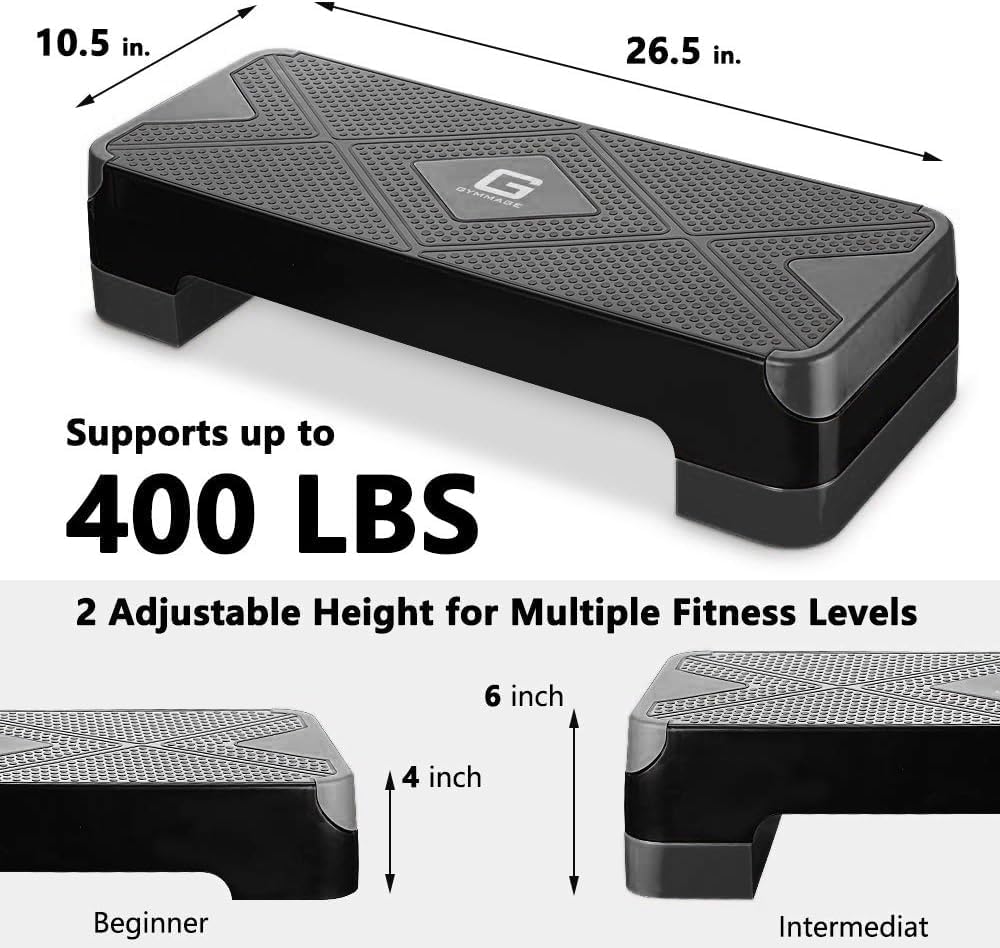 GYMMAGE Adjustable Workout Aerobic Stepper