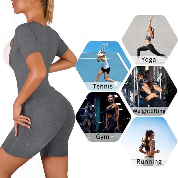 Sauna Suit for Women Waist Trainer Sweat Jumpsuit for Belly Fat