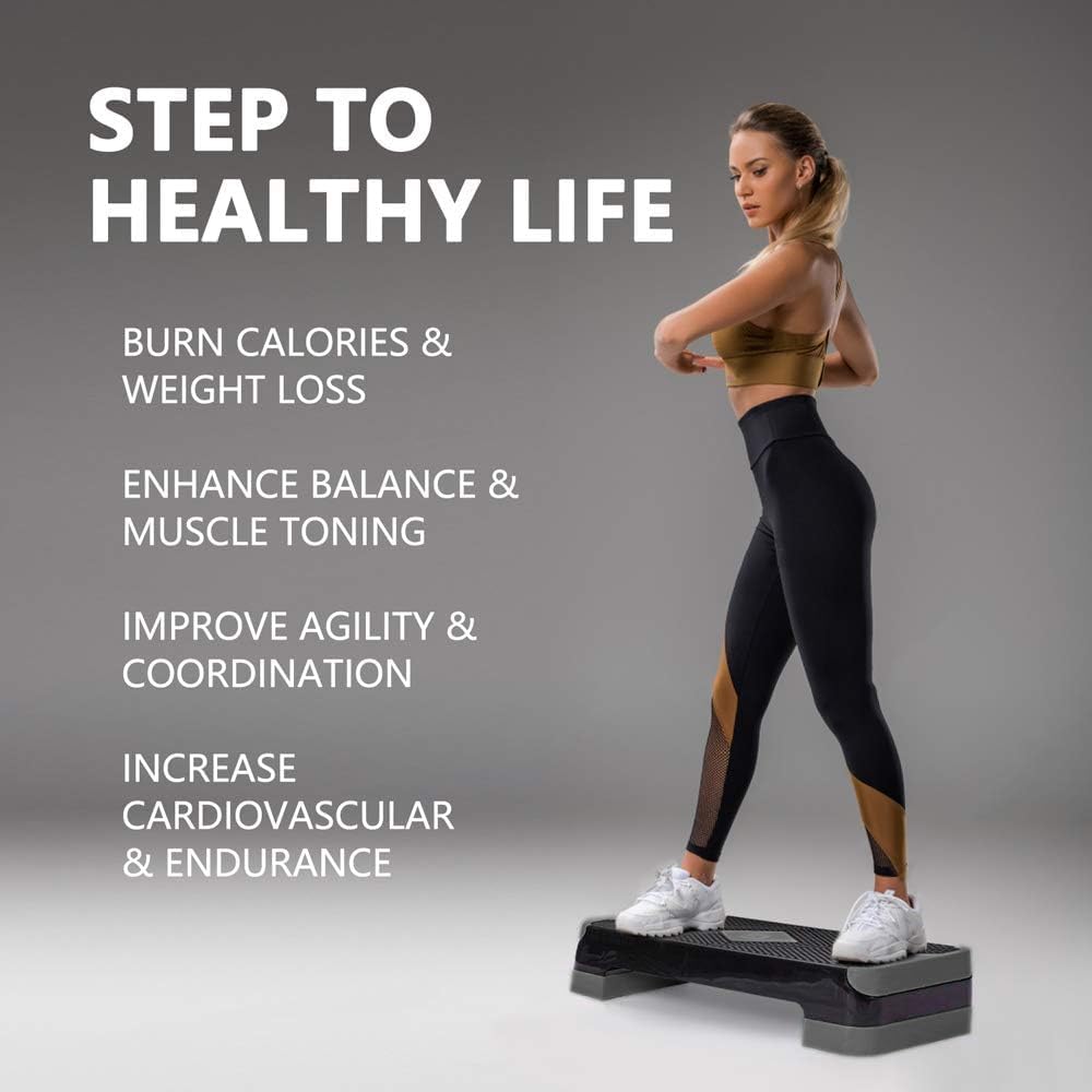 GYMMAGE Adjustable Workout Aerobic Stepper